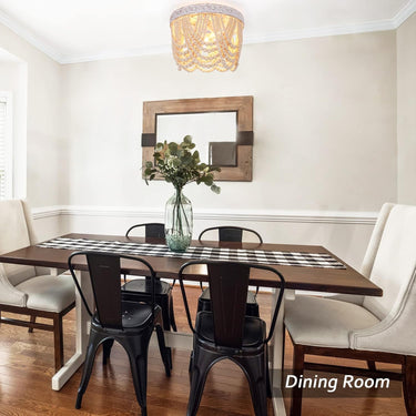 Bohemia Wood Beaded Flush Mount Ceiling Light
